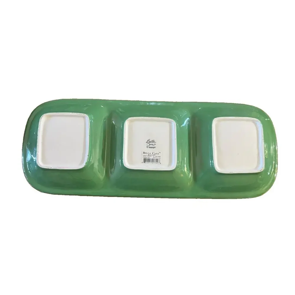 Bella Casa by Ganz Santa 3-Section Divided Tray Christmas BC15912 Ceramic
